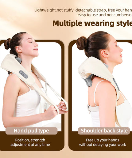 Foreverlily 26W Brushless Motor Neck and Shoulder Massager Wireless Shoulder and Back Kneading Massage Shawl Neck Masajeador