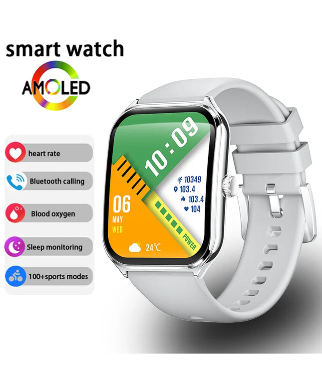 Ultra Thin 1.96" AMOLED Smartwatch for Men & Women – BT Call & Always-On Display