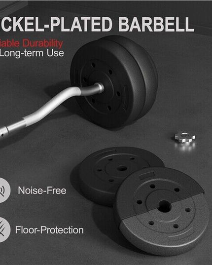 Adjustable EZ Curl Bar Weight Set with Plates and Star Lock Collars, 120cm, Black