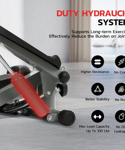 Mini Step Stepper Stair Exerciser Machine W/ Resistance Band LCD Display Fitness