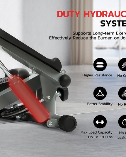 Mini Step Stepper Stair Exerciser Machine W/ Resistance Band LCD Display Fitness