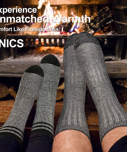 3 Pairs Unisex Merino Wool Blend Thermal Crew Socks – Thick Winter Work and Hiking Socks