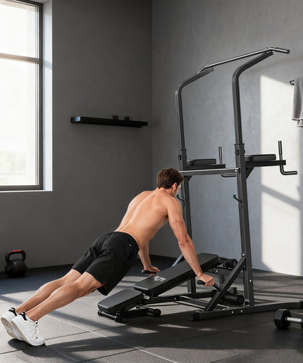 Power Tower Weight Bench Dip Stands Multifunction Pull-Ups Home Gym Fitness