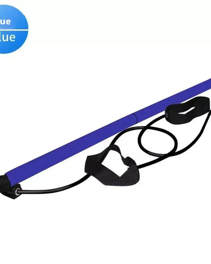 Pilates Stick - Adjustable Fitness Bar for Home Workout, Yoga, Stretching & Toning - Portable Exercise Rod with Elastic Bands