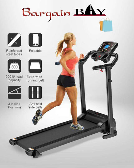 Running Treadmill Electric Folding Machine 9% Incline Machine Home Gym Walking