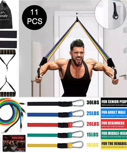 11PCS Set Resistance Bands Workout Exercise Crossfit Fitness Yoga Training Tubes