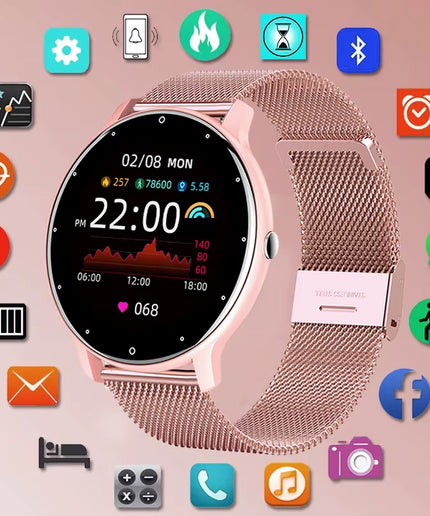 LIGE Waterproof Smart Band Watch for Women with Real-Time Weather Forecast and Sports Features, Compatible with Android and iOS