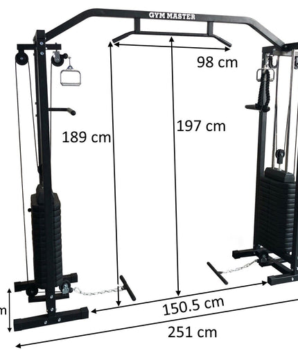 GYM MASTER 180kg Cable Crossover Machine with Pull-Up Bar – Multi-Station Home Gym Equipment with Attachments