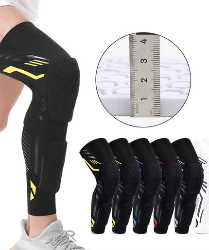 Adult Knee Compression Sleeve with EVA Padding – Knee & Calf Protector for Basketball, Volleyball, Running, Football & Sports