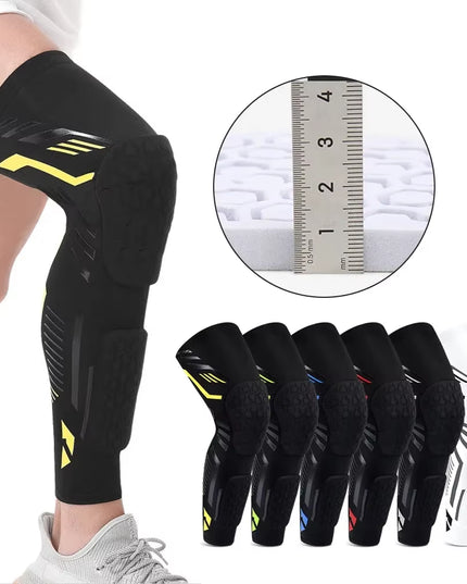 Adult Knee Compression Sleeve with EVA Padding – Knee & Calf Protector for Basketball, Volleyball, Running, Football & Sports