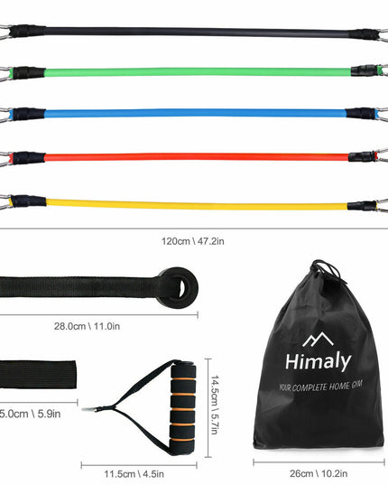 11PCS Set Resistance Bands Workout Exercise Crossfit Fitness Yoga Training Tubes