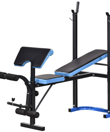 Adjustable Weight Bench Press Station with Barbell Rack, Steel Frame, 200kg Capacity