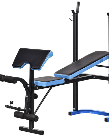 Adjustable Weight Bench Press Station with Barbell Rack, Steel Frame, 200kg Capacity