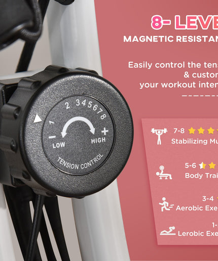 HOMCOM 2-In-1 Folding Exercise Bike with 8-Level Magnetic Resistance Pink