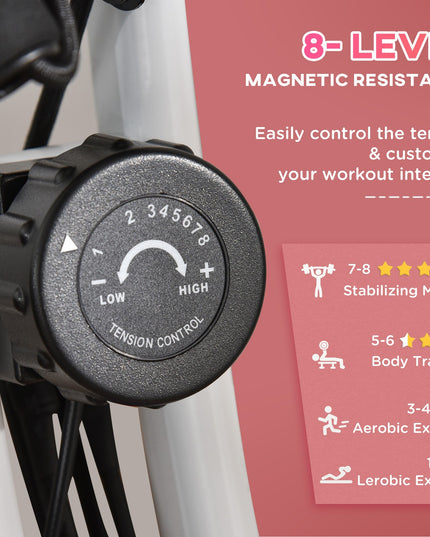 HOMCOM 2-In-1 Folding Exercise Bike with 8-Level Magnetic Resistance Pink