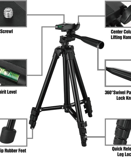 Smartphone Tripod with Bluetooth Remote – Adjustable Aluminum Phone Tripod Stand for iPhone & Android, Portable Selfie & Video Tripod up to 100cm