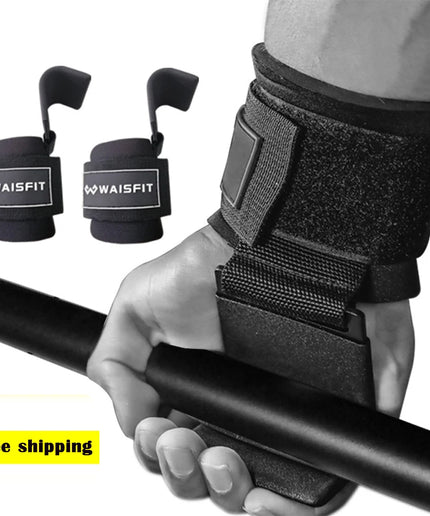 Weight Lifting Hooks – Wrist Support Straps with Steel Hooks (1 Pair)