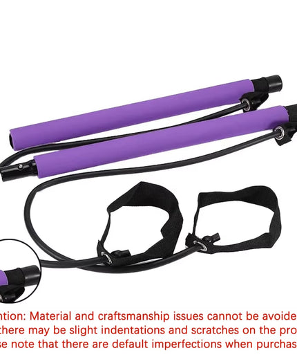 Multifunctional Pilates Bar Combination Fitness Bar Yoga Chest Expansion Tension Rope Back Trainer Elastic Rope Stretching Belt