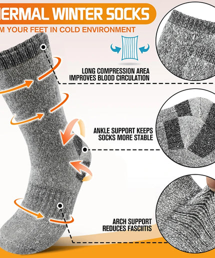 3 Pairs Men’s Thick Thermal Mid-Calf Winter Socks