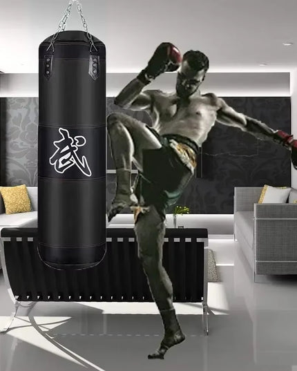 100/120Cm Unfilled Heavy Punching Bag Professional Boxing Sandbag with Hanging Accessorie for MMA Muay Thai Kickboxing Taekwondo