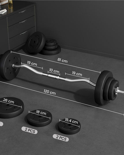 Adjustable EZ Curl Bar Weight Set with Plates and Star Lock Collars, 120cm, Black