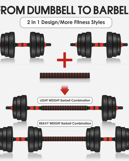 15/20/30/40 Kg Dumbbell Barbell Weight Set Pair Hand Weights Gym Fitness Workout