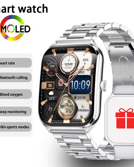 Ultra Thin 1.96" AMOLED Smartwatch for Men & Women – BT Call & Always-On Display