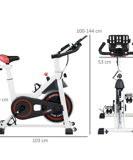 8Kg Flywheel Exercise Bike Adjustable Fitness Cycle Trainer, White