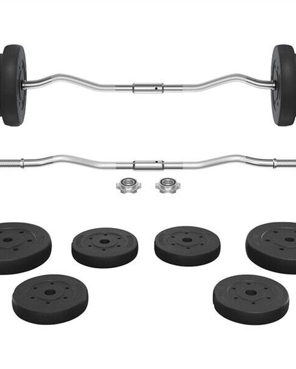 Adjustable EZ Curl Bar Weight Set with Plates and Star Lock Collars, 120cm, Black