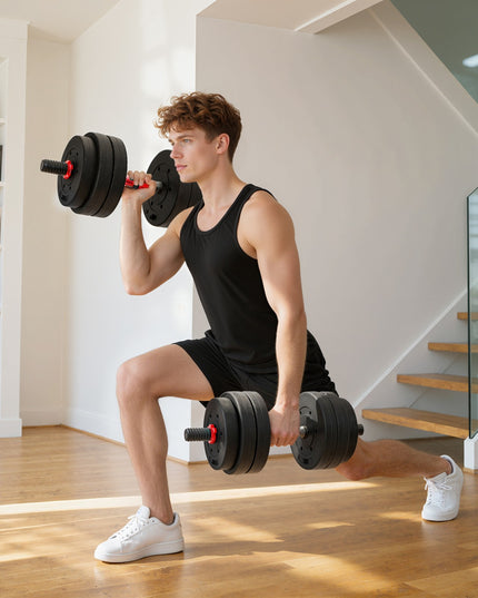 HOMCOM 25Kg Adjustable 2 in 1 Barbell Dumbbells Weight Set for Body Fitness
