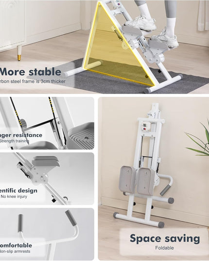 Home Stair Stepper Fitness Climber with Handlebars & LCD Display – Folding Cardio Exercise Machine for Full Body Workout