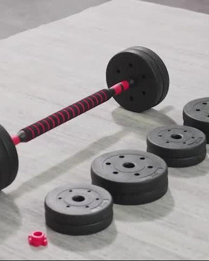 HOMCOM 25Kg Adjustable 2 in 1 Barbell Dumbbells Weight Set for Body Fitness