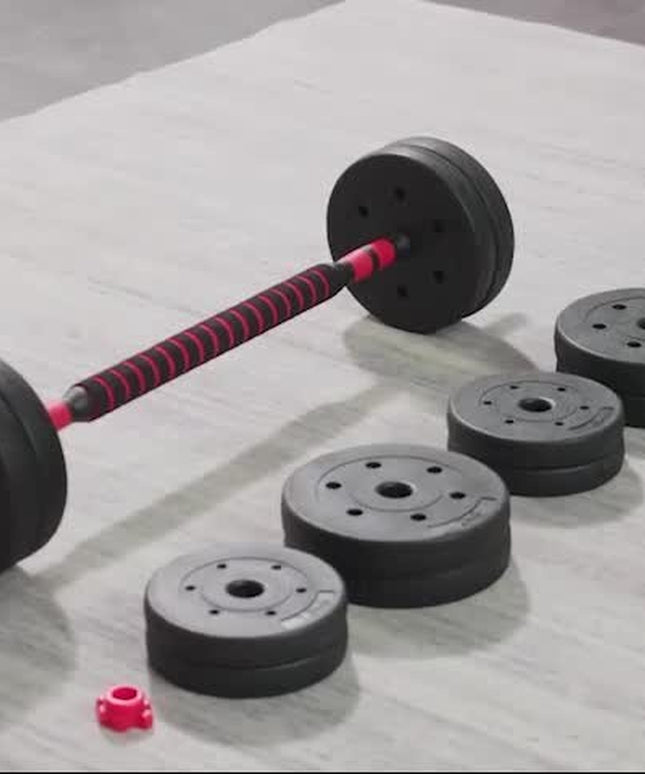 HOMCOM 25Kg Adjustable 2 in 1 Barbell Dumbbells Weight Set for Body Fitness