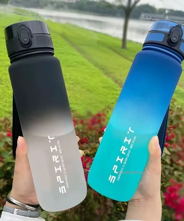 1 Liter Large Capacity Sports Water Bottle Leak Proof Colorful Plastic Cup Drinking Outdoor Travel Portable Gym Fitness Jugs