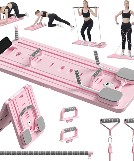 Multifunctional Pilates Board Abs Abdominal Exercise Board Fitness Resistance Bands Rebound Leg Arm Back Train for Home Office
