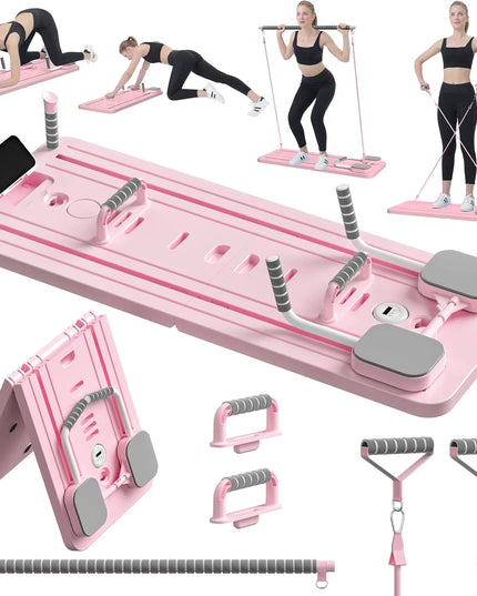 Multifunctional Pilates Board Abs Abdominal Exercise Board Fitness Resistance Bands Rebound Leg Arm Back Train for Home Office