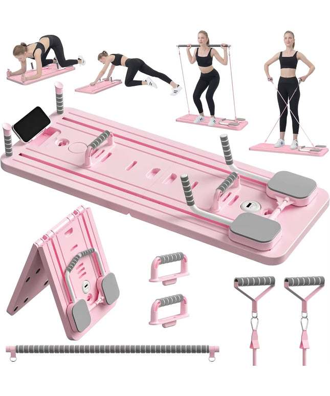Multifunctional Pilates Board Abs Abdominal Exercise Board Fitness Resistance Bands Rebound Leg Arm Back Train for Home Office