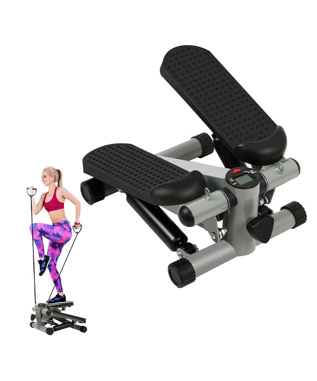Mini Step Stepper Stair Exerciser Machine W/ Resistance Band LCD Display Fitness
